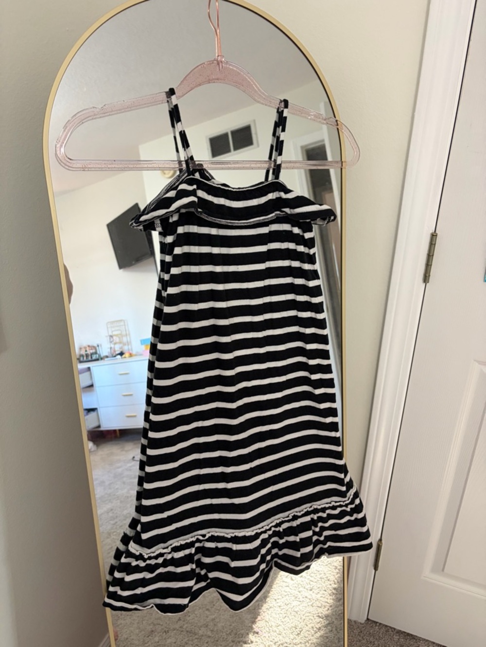 GAP Black & White Striped Ruffle-Hem Girls' Sundress